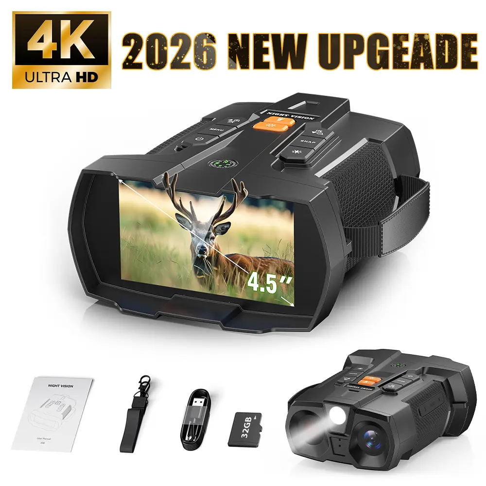 MINENER 4.5-inch Night Vision Device / 4K Binoculars (Includes 32GB SD Card) — 10x Digital Zoom, 5000mAh Battery