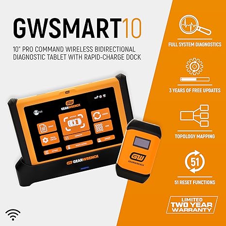 GEARWRENCH 10" Pro Command Wireless Bi-Directional Diagnostic Tablet with Rapid-Charge Dock