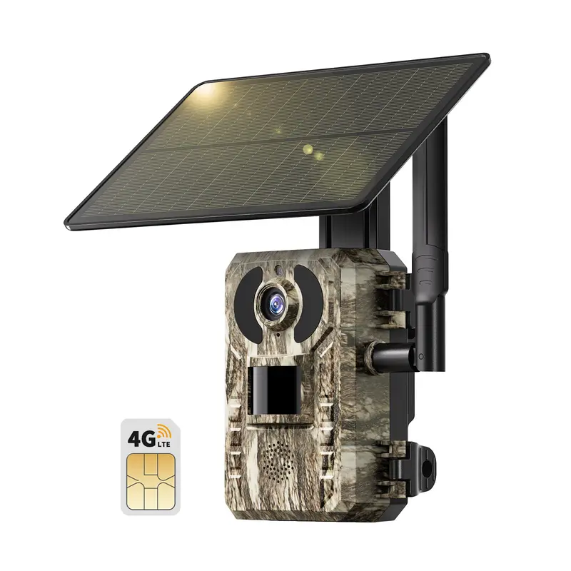 4G LTE Solar Game Camera – 2K Live Video, No Power Cord Required,Remote APPControlled, WaterProof, Motion Activated, NightVision, 4G Data Cellular Card Included 