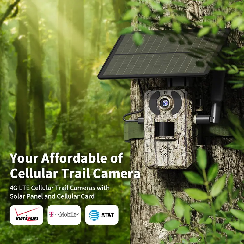 4G LTE Solar Game Camera – 2K Live Video, No Power Cord Required,Remote APPControlled, WaterProof, Motion Activated, NightVision, 4G Data Cellular Card Included 