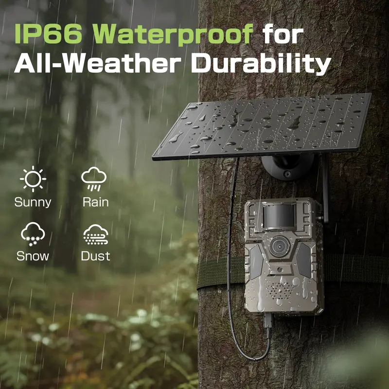 4G LTE Solar Game Camera – 2K Live Video, No Power Cord Required,Remote APPControlled, WaterProof, Motion Activated, NightVision, 4G Data Cellular Card Included 