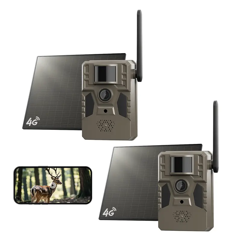 4G LTE Solar Game Camera – 2K Live Video, No Power Cord Required,Remote APPControlled, WaterProof, Motion Activated, NightVision, 4G Data Cellular Card Included 