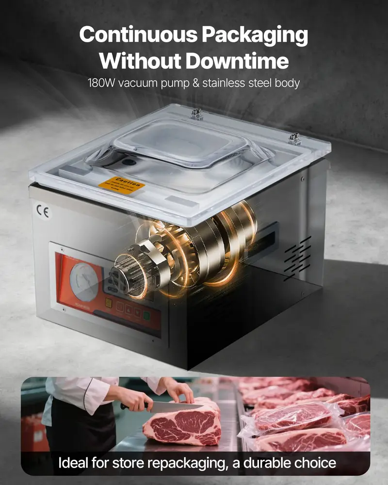 VEVOR Chamber Vacuum Sealer, Sealing Power, Vacuum Packing Machine for Wet Foods, Meats, Marinades and More, Applied in Home Kitchen and Commercial Use