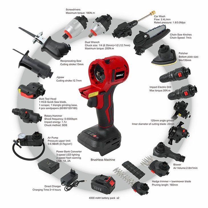 Pandahardware 18V Cordless 10 in 1 Multifunctional Power ToolKit
