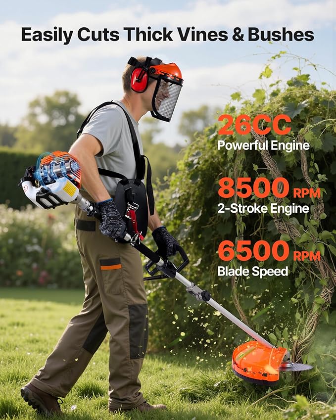VEVOR 6-in-1 Multi-Functional Trimming Tools with Gas Hedge Trimmer, Summervibes,Summervibes, Weed Eater, String Trimmer, Brush Cutter, Edger & Pole Saw Chainsaw Pruner Whacker Shoulder