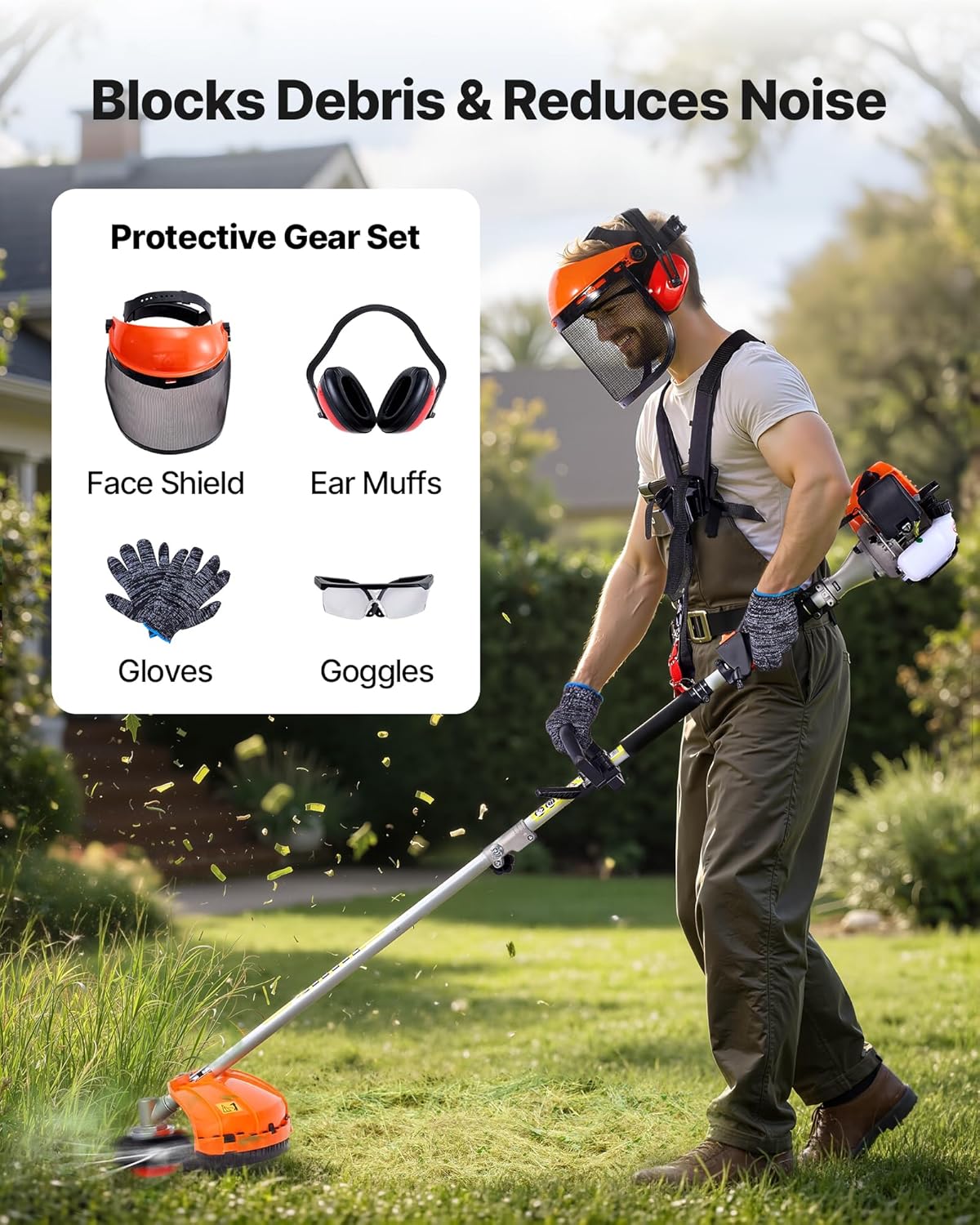 VEVOR 6-in-1 Multi-Functional Trimming Tools with Gas Hedge Trimmer, Summervibes,Summervibes, Weed Eater, String Trimmer, Brush Cutter, Edger & Pole Saw Chainsaw Pruner Whacker Shoulder