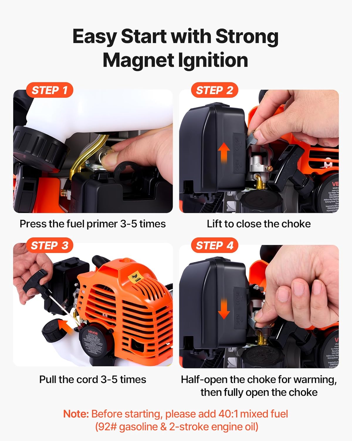 VEVOR 6-in-1 Multi-Functional Trimming Tools with Gas Hedge Trimmer, Summervibes,Summervibes, Weed Eater, String Trimmer, Brush Cutter, Edger & Pole Saw Chainsaw Pruner Whacker Shoulder