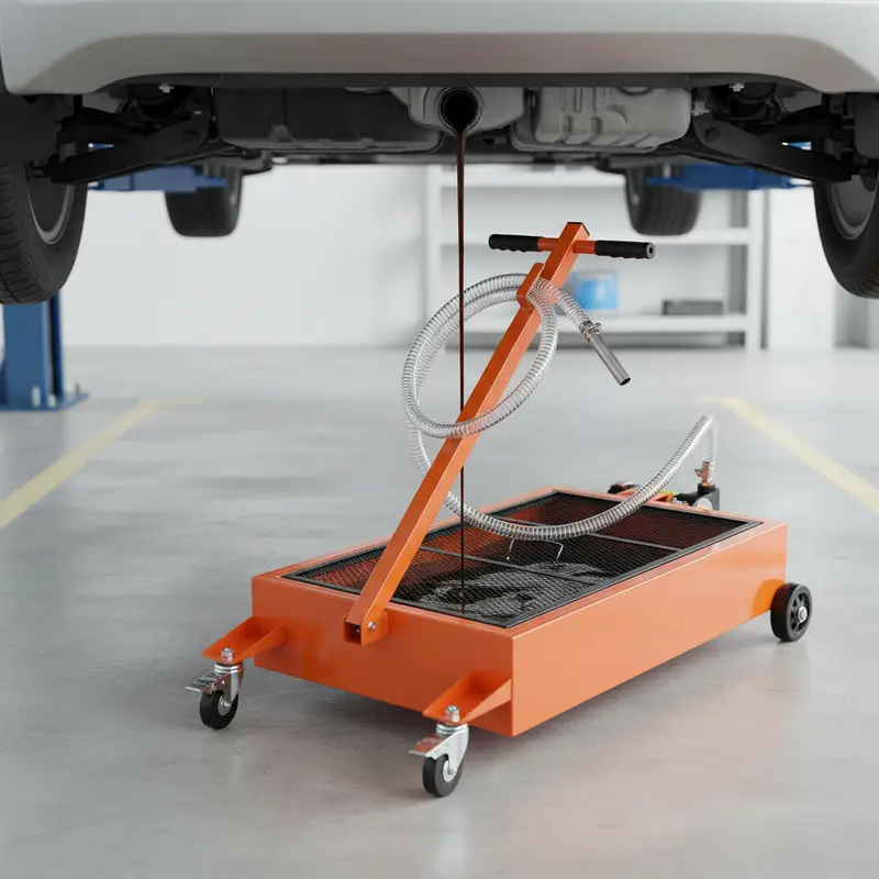 【GARVEE】Oil Drain Pan-20 Gallon and 15 Gallon Low Profile Options with Hand or Electric Pump, Includes 8ft Hose & Folding Handle, Perfect for Efficient Oil Draining in Cars, SUVs, and Trucks.