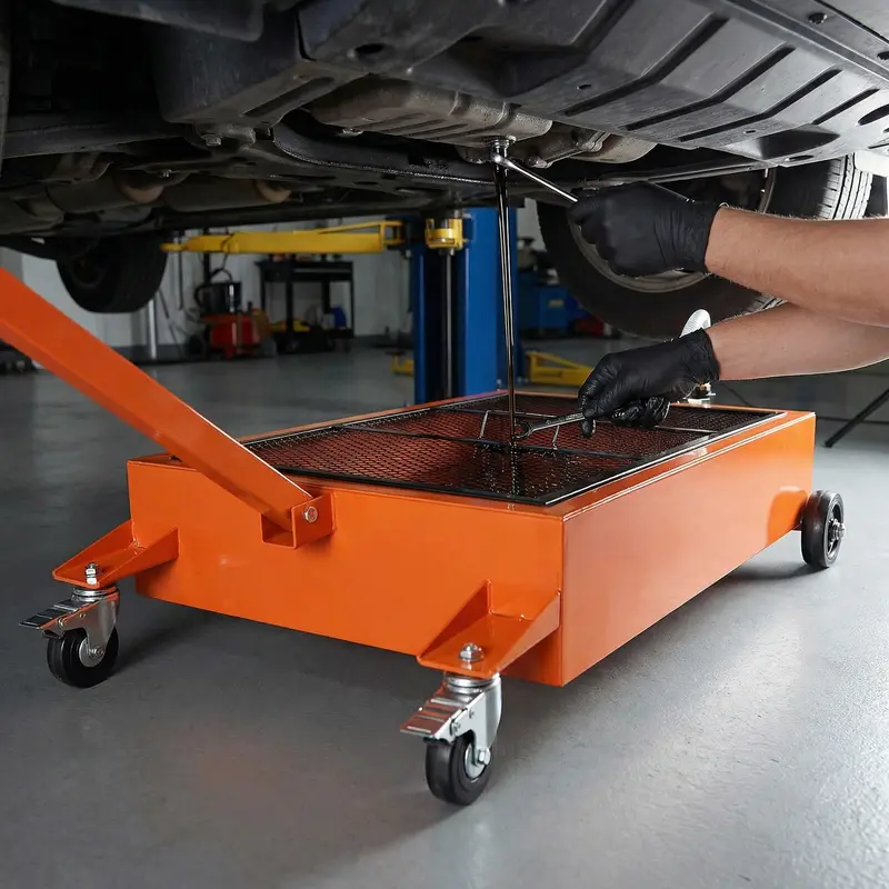 【GARVEE】Oil Drain Pan-20 Gallon and 15 Gallon Low Profile Options with Hand or Electric Pump, Includes 8ft Hose & Folding Handle, Perfect for Efficient Oil Draining in Cars, SUVs, and Trucks.