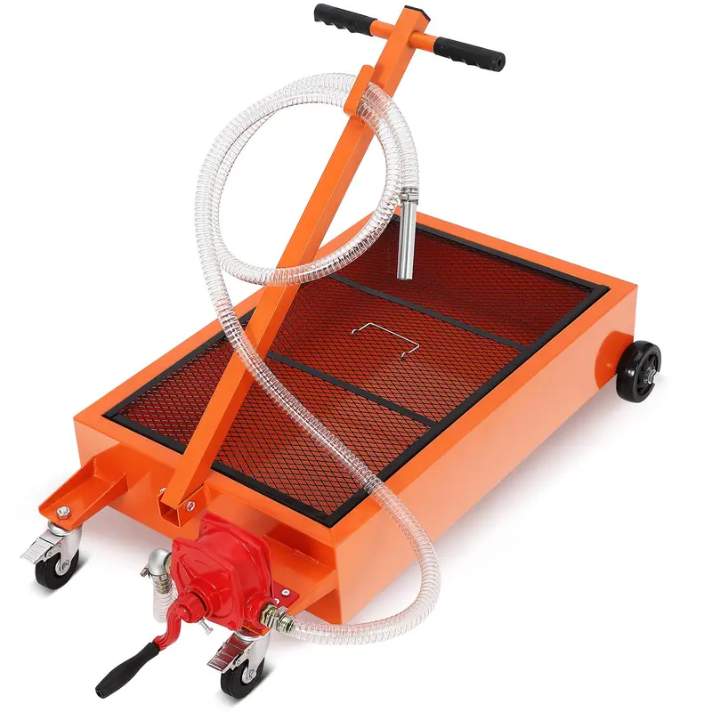 【GARVEE】Oil Drain Pan-20 Gallon and 15 Gallon Low Profile Options with Hand or Electric Pump, Includes 8ft Hose & Folding Handle, Perfect for Efficient Oil Draining in Cars, SUVs, and Trucks.