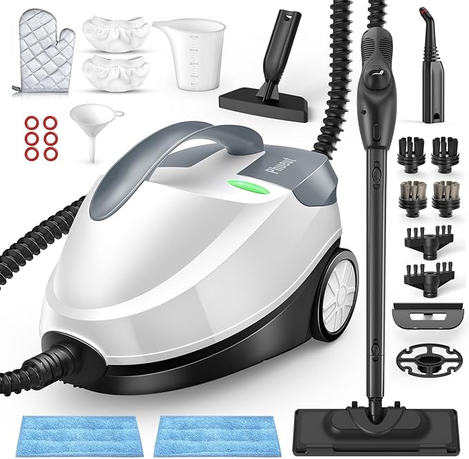 Phueut 1800W High-Pressure Steam Mop Cleaner - 1.5L Tank, 28 Attachments