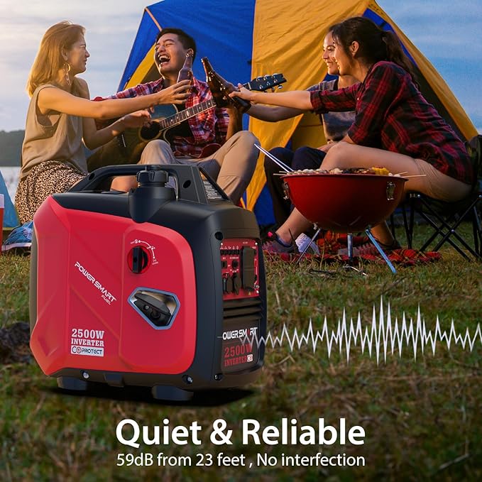 PowerSmart 2500 Watt Portable Inverter Generator, 79.8cc Gas Powered Engine with 5.5H Long Runtime