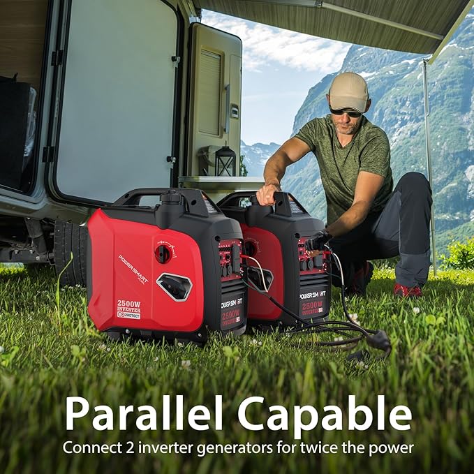 PowerSmart 2500 Watt Portable Inverter Generator, 79.8cc Gas Powered Engine with 5.5H Long Runtime