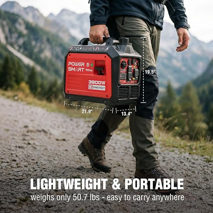 PowerSmart 2500 Watt Portable Inverter Generator, 79.8cc Gas Powered Engine with 5.5H Long Runtime