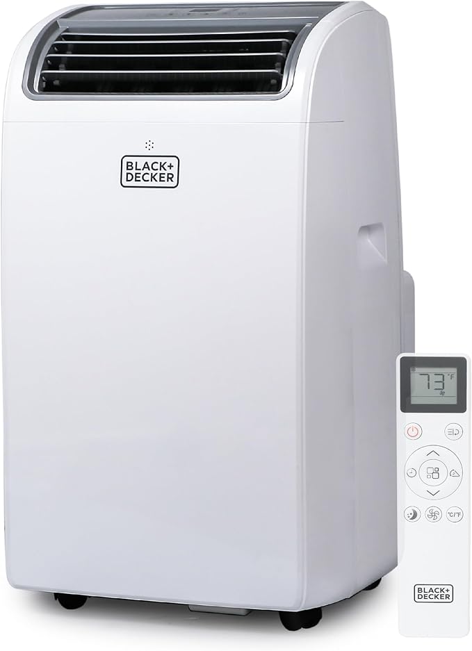 BLACK+DECKER Smart Portable Air Conditioner, 14,000 BTU for Rooms up to 700 Sq. Ft., Smart Portable AC with Follow Me Remote and Window Kit, BPACT14WT