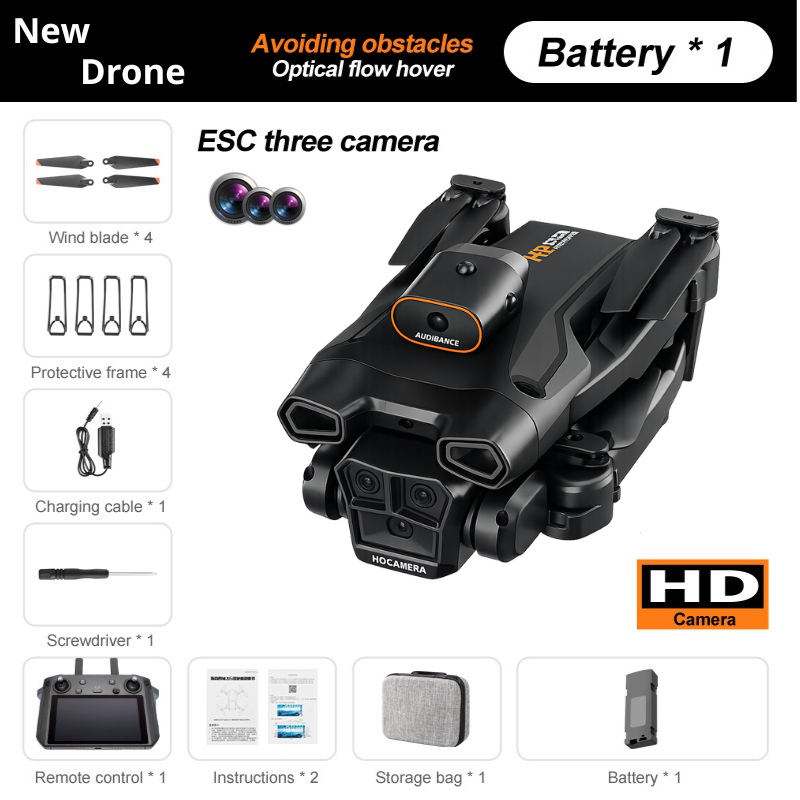 NEW - Drone with 4K Camera, 3 Cameras And 360° Obstacle Avoidance, Optical Flow Positioning, One-click Take Off/landing with Auto Return, Smart Follow Function, Waterproof!
