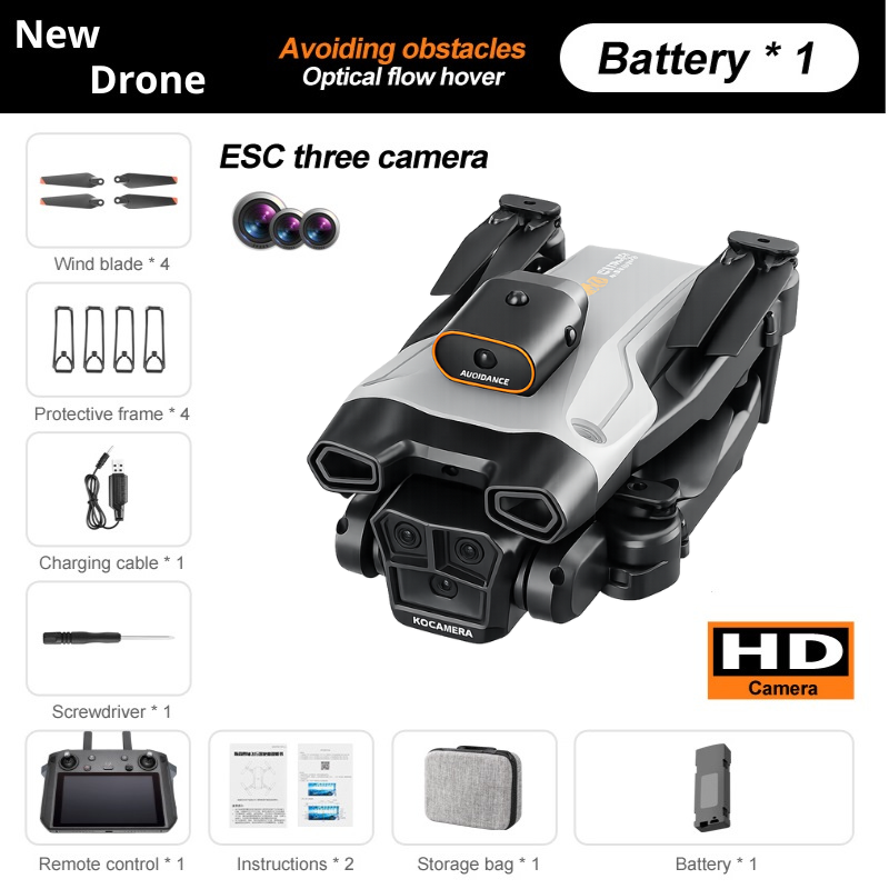 NEW - Drone with 4K Camera, 3 Cameras And 360° Obstacle Avoidance, Optical Flow Positioning, One-click Take Off/landing with Auto Return, Smart Follow Function, Waterproof!