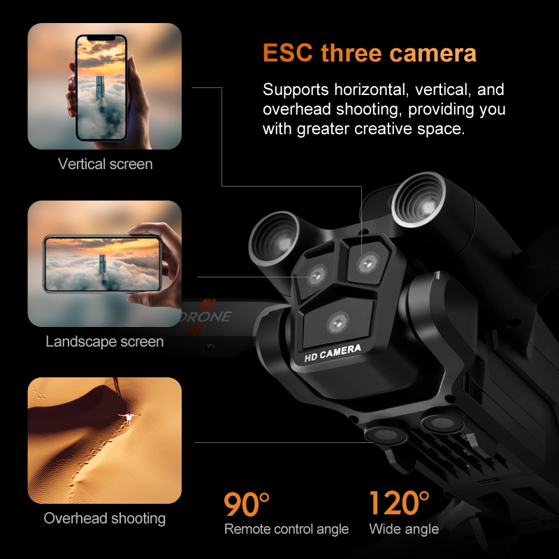 NEW - Drone with 4K Camera, 3 Cameras And 360° Obstacle Avoidance, Optical Flow Positioning, One-click Take Off/landing with Auto Return, Smart Follow Function, Waterproof!