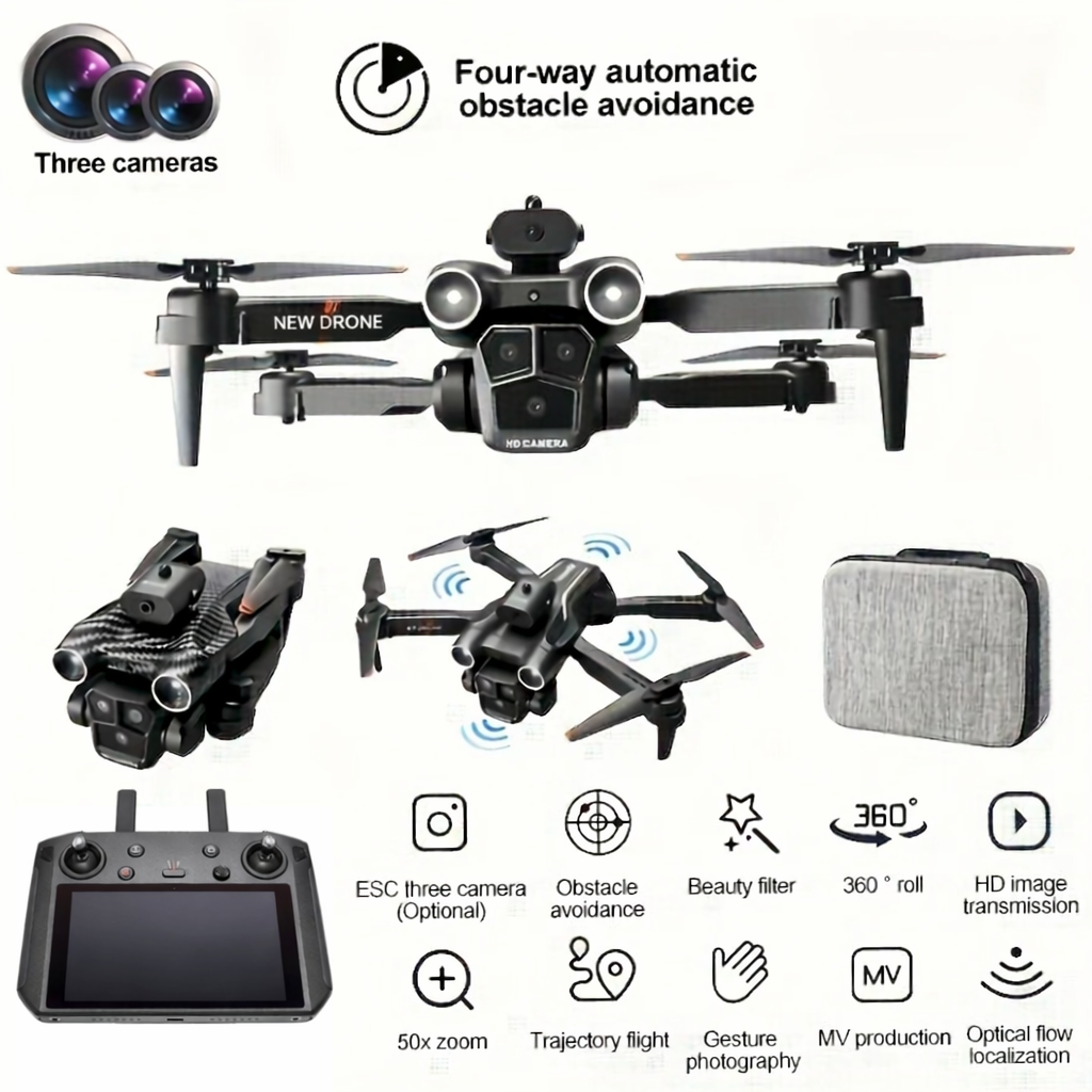 NEW - Drone with 4K Camera, 3 Cameras And 360° Obstacle Avoidance, Optical Flow Positioning, One-click Take Off/landing with Auto Return, Smart Follow Function, Waterproof!