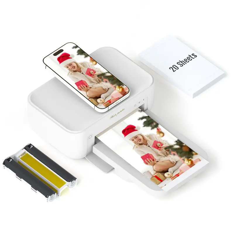 Hanin 4x6 Photo Printer, Includes 20 Sheets & 1 Ribbon, Portable Thermal Dye Sublimation Printer with AR Video Printing