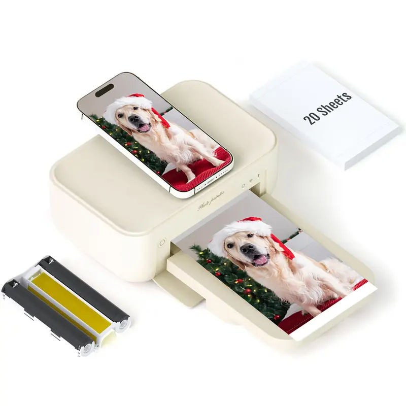 Hanin 4x6 Photo Printer, Includes 20 Sheets & 1 Ribbon, Portable Thermal Dye Sublimation Printer with AR Video Printing