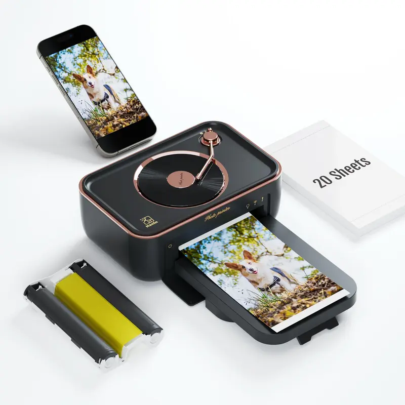 Hanin 4x6 Photo Printer, Includes 20 Sheets & 1 Ribbon, Portable Thermal Dye Sublimation Printer with AR Video Printing