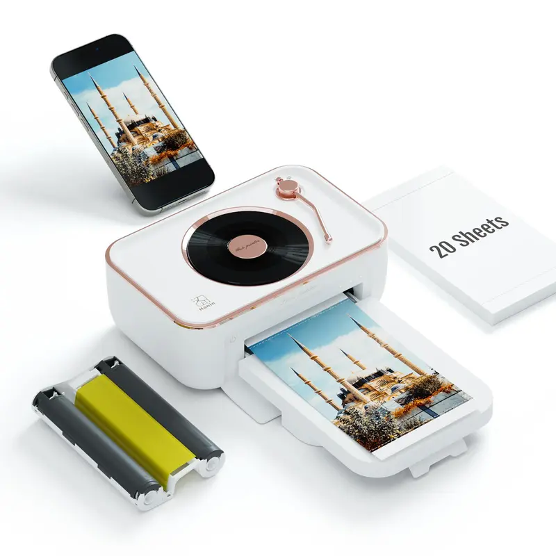 Hanin 4x6 Photo Printer, Includes 20 Sheets & 1 Ribbon, Portable Thermal Dye Sublimation Printer with AR Video Printing