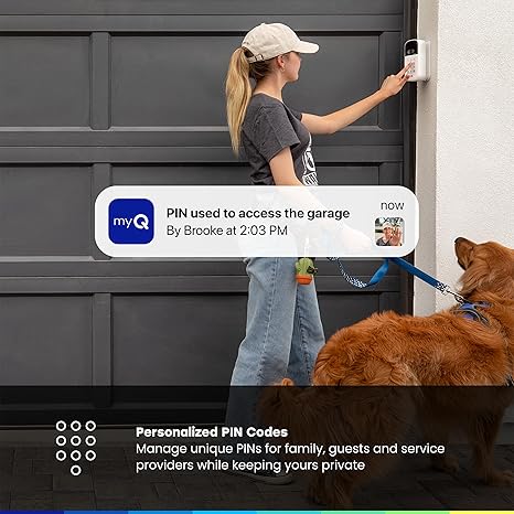 myQ Smart Garage Door Video Keypad with Wide-Angle Camera, Customizable PIN Codes, and Easy Access to Garage via MyQ App, Compatible with LiftMaster, Chamberlain, and Craftsman Openers. See & Control your Garage from anywhere.