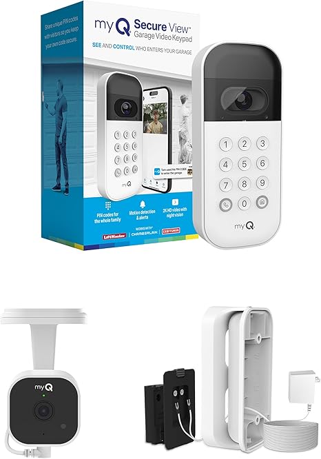 myQ Smart Garage Door Video Keypad with Wide-Angle Camera, Customizable PIN Codes, and Easy Access to Garage via MyQ App, Compatible with LiftMaster, Chamberlain, and Craftsman Openers. See & Control your Garage from anywhere.