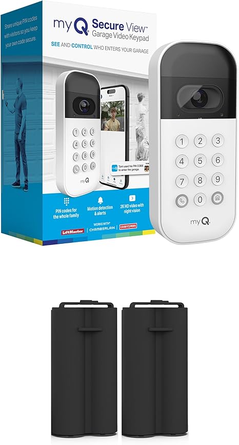 myQ Smart Garage Door Video Keypad with Wide-Angle Camera, Customizable PIN Codes, and Easy Access to Garage via MyQ App, Compatible with LiftMaster, Chamberlain, and Craftsman Openers. See & Control your Garage from anywhere.