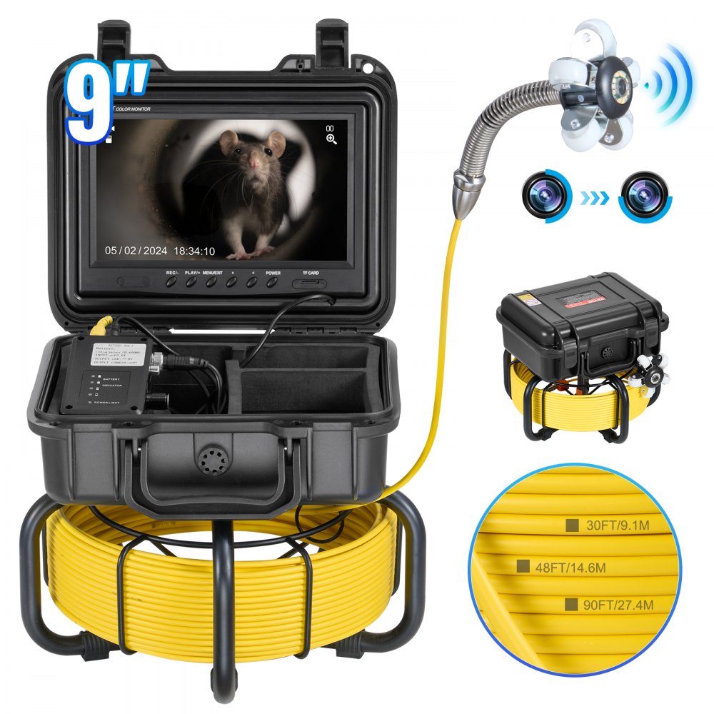 VEVOR 165FT HD Sewer Inspection Camera with 512Hz Locator & 9" Monitor