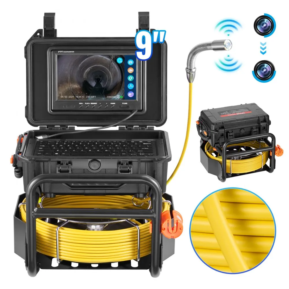 VEVOR 165FT HD Sewer Inspection Camera with 512Hz Locator & 9" Monitor