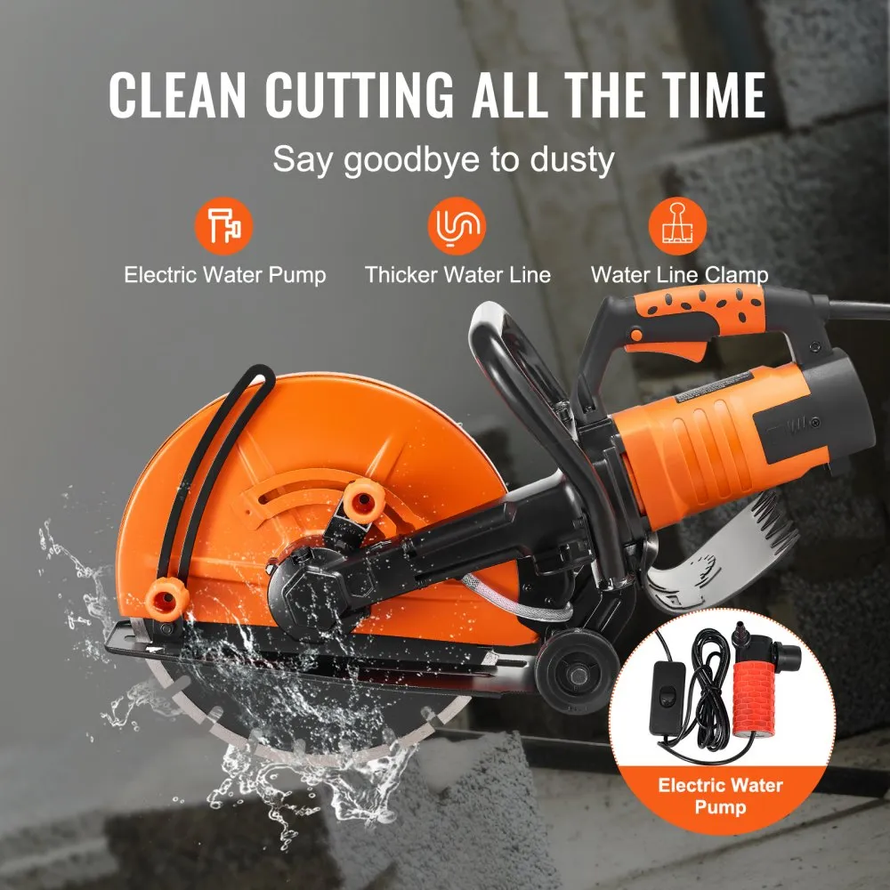 VEVOR 14" Electric Concrete Saw – 3200W Power, 5" Deep Precision Cutting for Stone, Brick