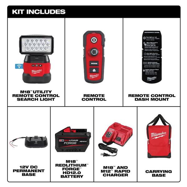 M18 18-Volt Lithium-Ion Cordless Utility Remote Search Light Kit with 12.0Ah Battery and Rapid Charger