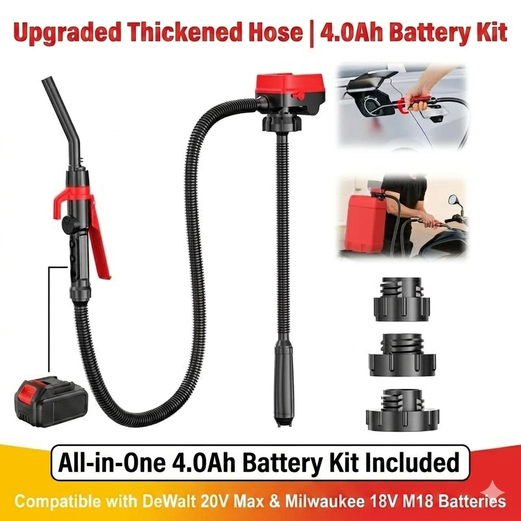 【BIG SALE】Complete Cordless Fuel Pump Kit with 4.0Ah Battery – Compatible with DeWalt 20V & Milwaukee 18V