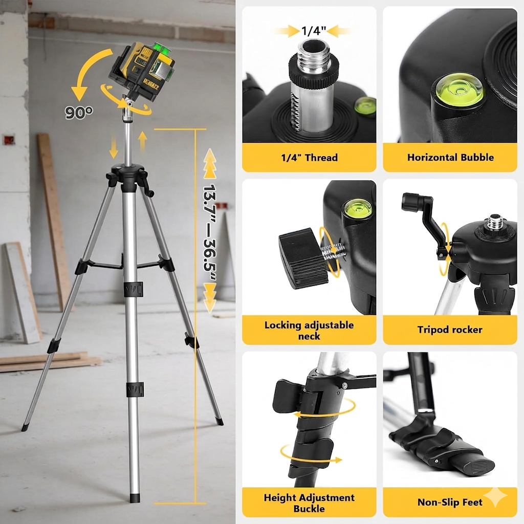 🔥Final Moments🔥Laser Level with Tripod for Dewalt 20V Battery