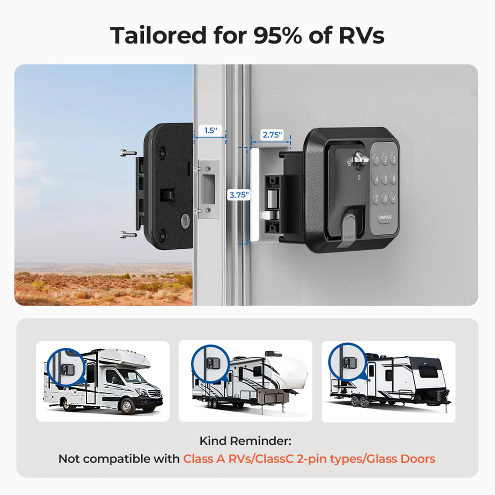 🔥FINAL HOURS🔥ONNAIS Full Metal RV Keyless Entry Door Lock with Password & Remote, Fits Most Trailers and 5th Wheels, Ideal Gifts for RV Owners