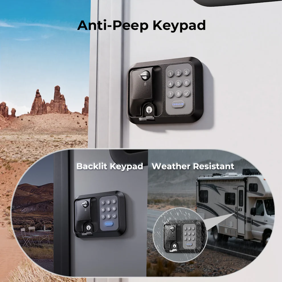 🔥FINAL HOURS🔥ONNAIS Full Metal RV Keyless Entry Door Lock with Password & Remote, Fits Most Trailers and 5th Wheels, Ideal Gifts for RV Owners