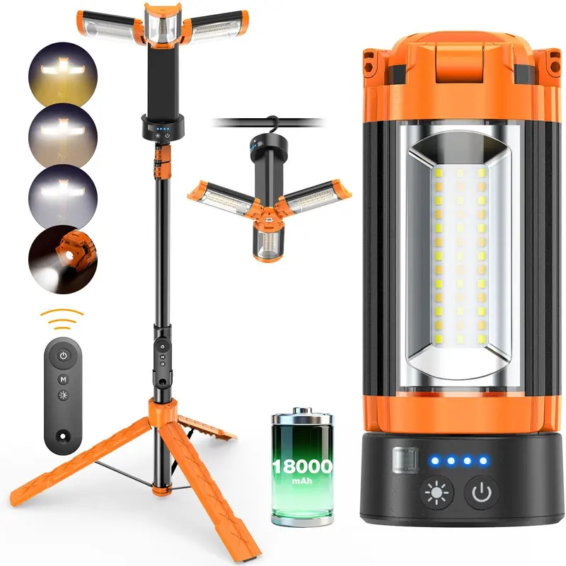 【PRICE SLASH】OGERY 10000/18000mAh Camping Light with Remote Control & Power Bank - Rechargeable 2200 Lumens Dimmable Work Light, Emergency Light & Detachable Tripod (1.75-6.5 Ft) for Outdoor, Hiking, Home & Emergency #Summervibes