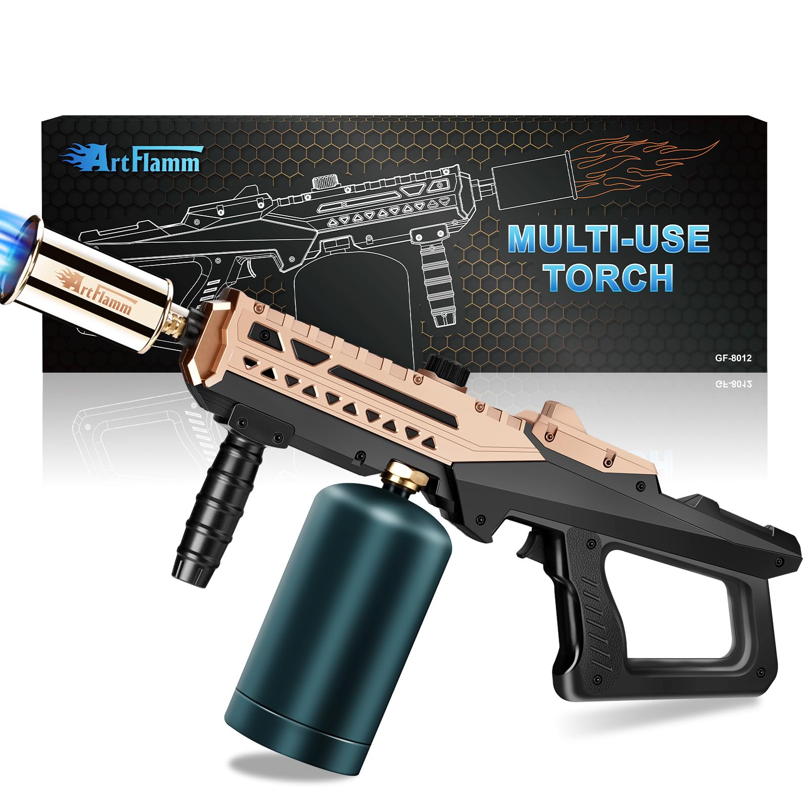 High-Power Propane Cooking Torch (with Adjustable Flame Nozzle) — (Includes Two 16-oz Propane Fuel Canisters)