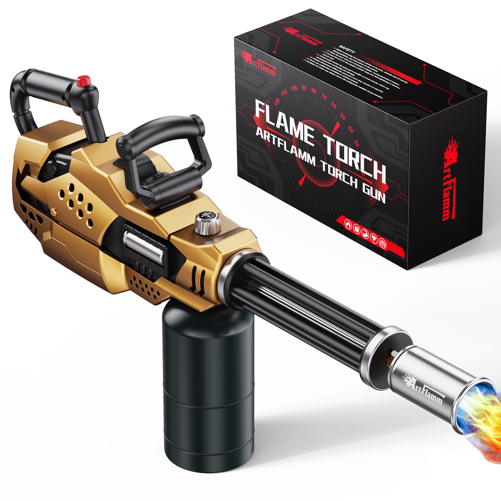 High-Power Propane Cooking Torch (with Adjustable Flame Nozzle) — (Includes Two 16-oz Propane Fuel Canisters)