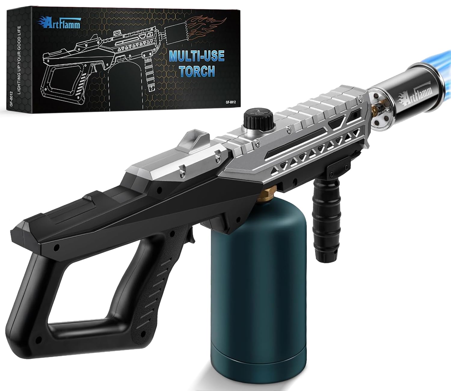 High-Power Propane Cooking Torch (with Adjustable Flame Nozzle) — (Includes Two 16-oz Propane Fuel Canisters)