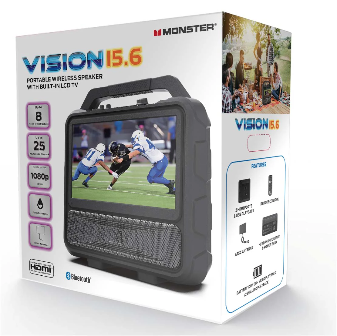💥Today Only⚡Monster Vision 2 Portable Entertainment System with 15.6” 1080P Display