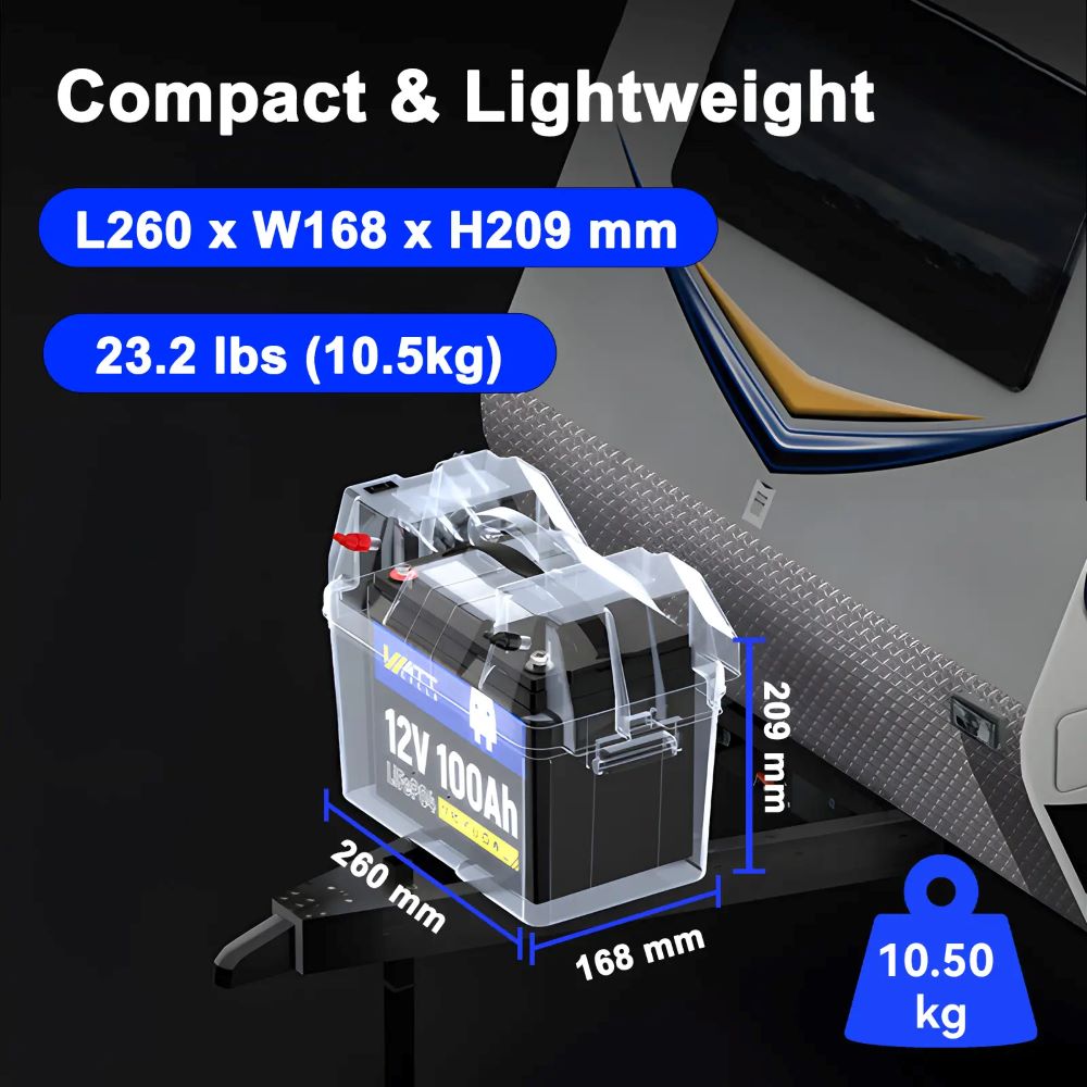 WattCycle 12V 100Ah LiFePO4 Lithium Leisure Battery for Campervans & Caravans