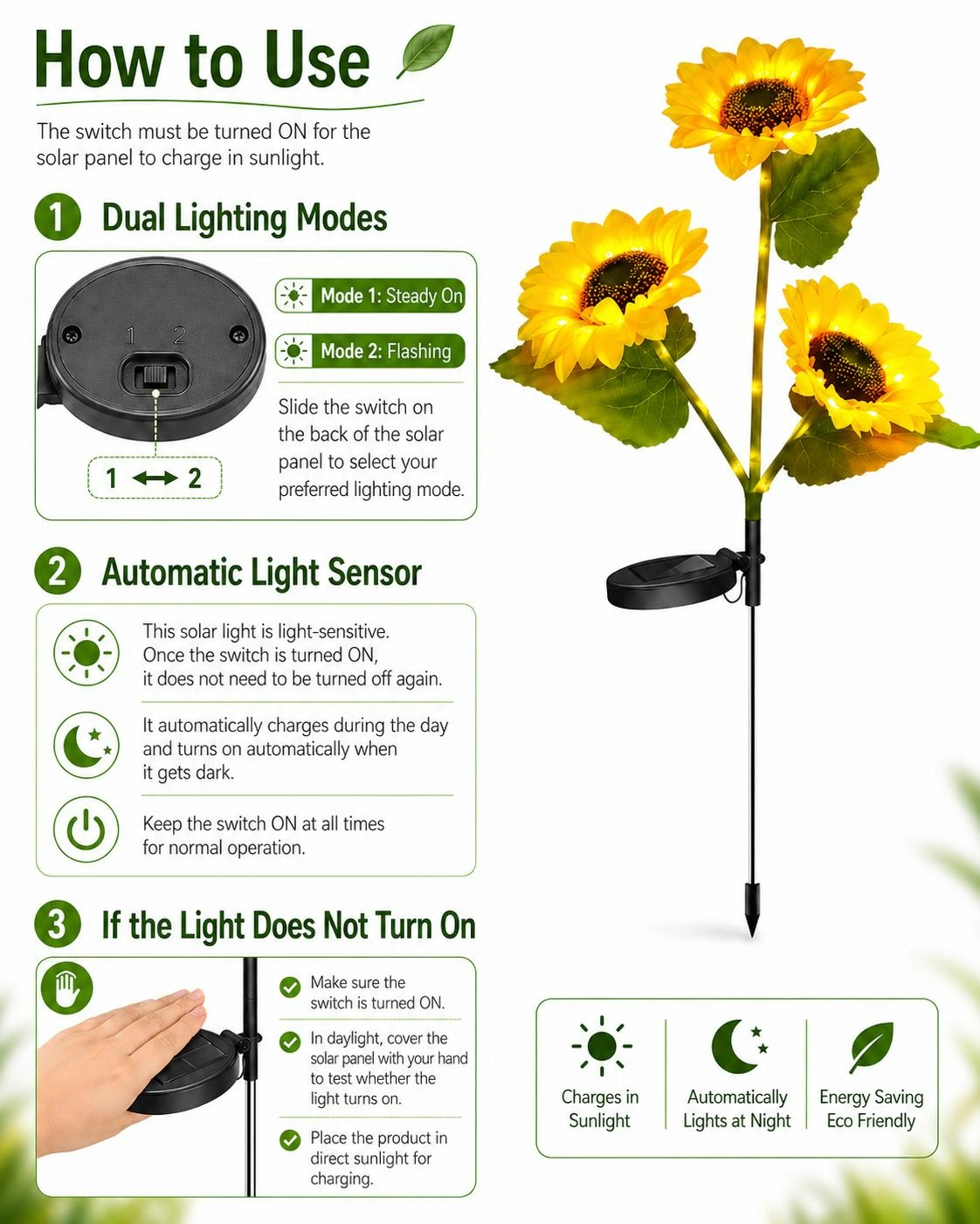 ⏰Last Day $29.98 - 3 PACK☀️Solar Powered LED Sunflower Garden Lights 🌻