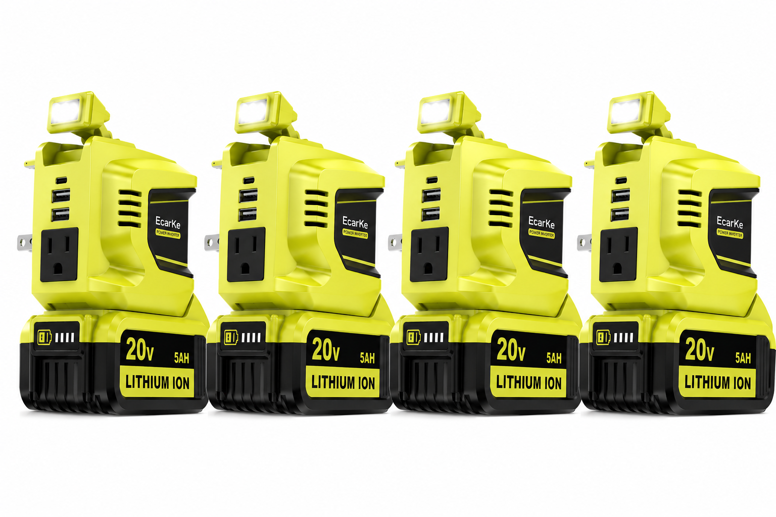 🔥HOT SALE！200W Power Inverter for Dewalt 20V Battery, Portable Power Station Generator with USB-C, AC Outlet & LED Light
