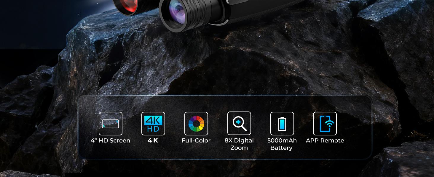 CIGMAN 4K Night Vision Goggles for Adults, Infrared Binoculars, 52MP Photo, With 5000mAh RechargeableBattery, 4" HD Screen & 64GB Card, For Hunting, Camping,Surveillance,Outdoor Enthusiasts, Gift, CNVPRO