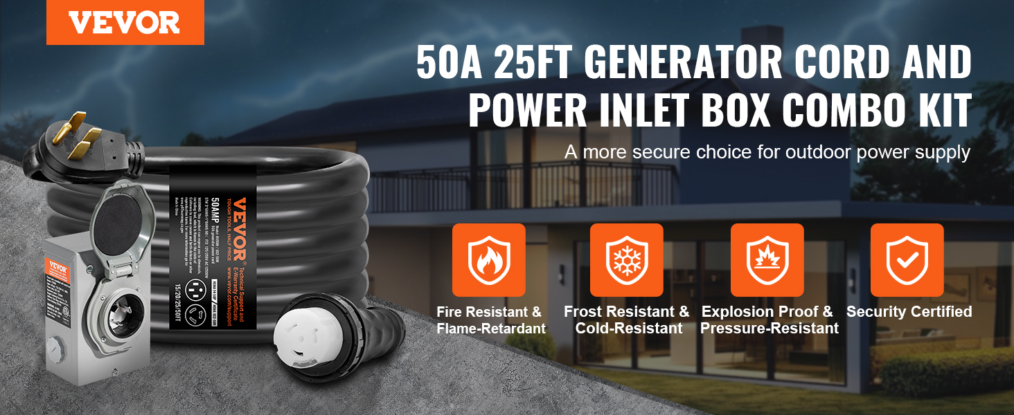 50 amp generator cord and power inlet box
