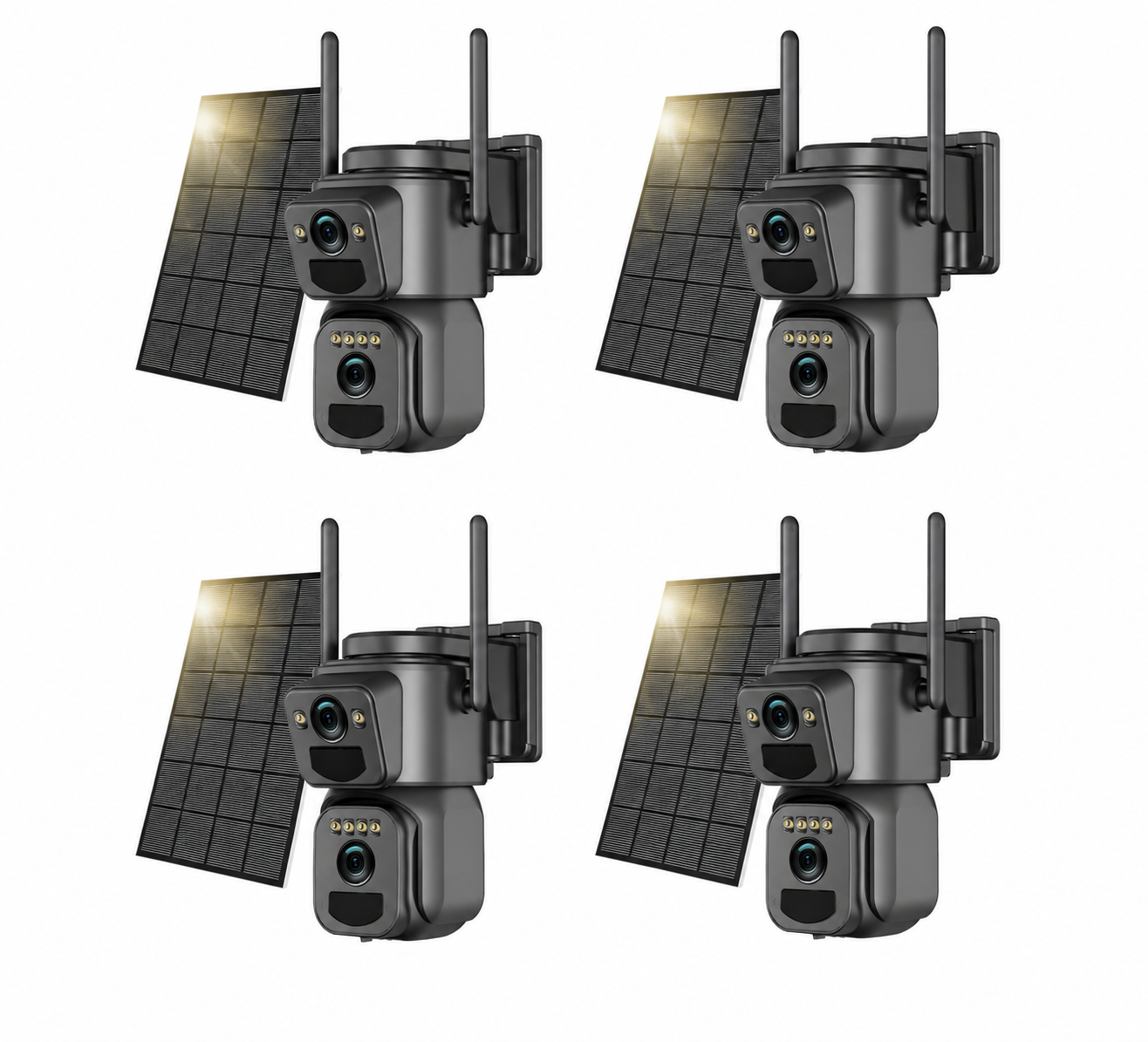 💥 Hot Deal! ⚡ Solar Security Camera 🔐🌞 IP66 Waterproof, Dual Lens, 360° Rotation, Night Vision & Two-Way Audio