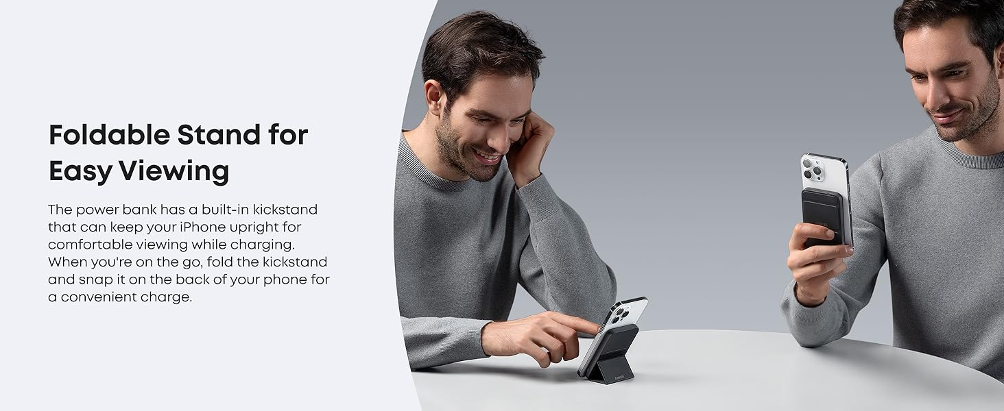 Anker Magnetic Power Bank, Built-In Foldable Stand, USB-C Port on the Side, 5,000mAh Capacity, Perfectly Compatible with iPhone 17/16/15/14/13 Series summervibes